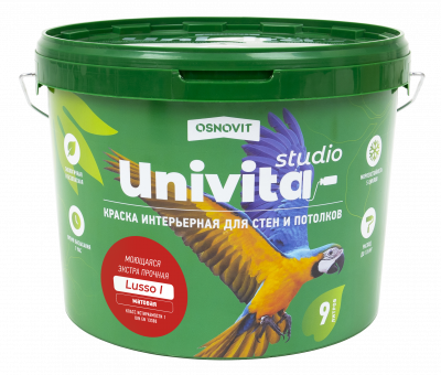Интерьерная краска матовая моющаяся экстрапрочная для стен и потолков ОСНОВИТ UNIVITA STUDIO Lusso I 